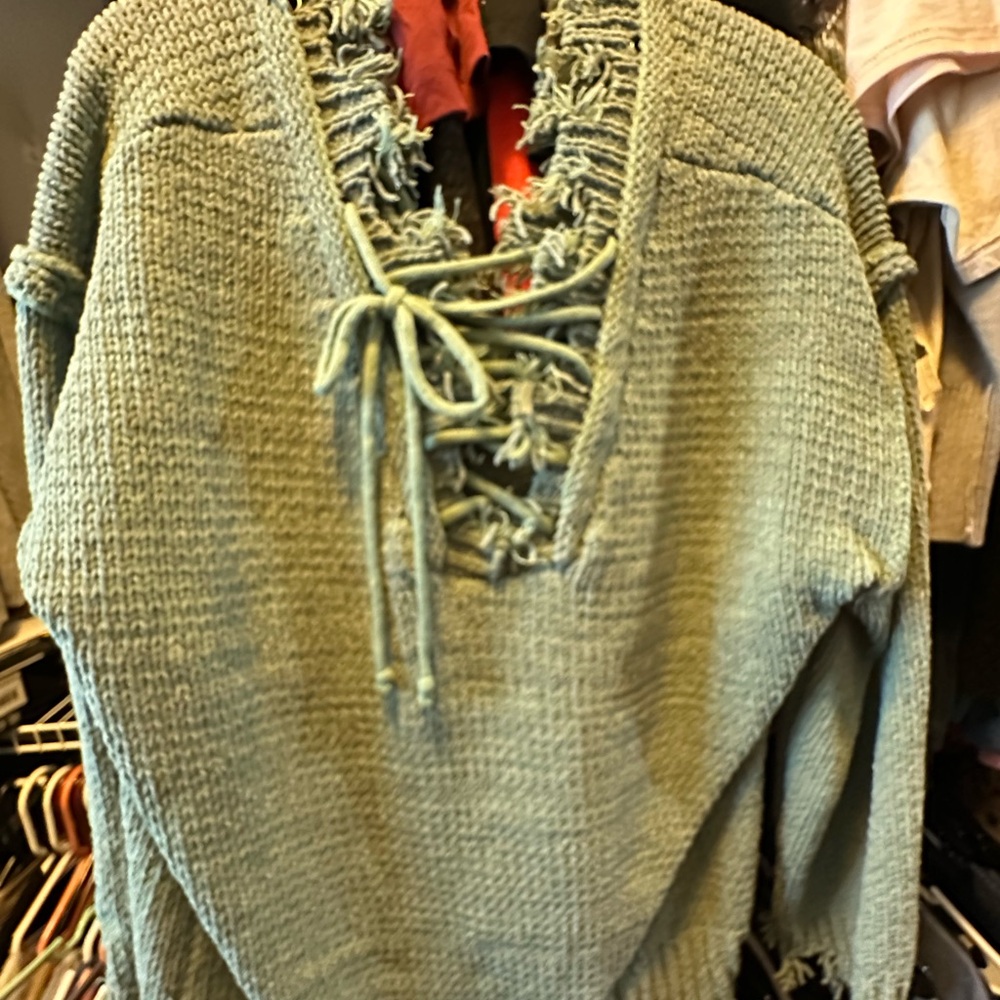 Women's Lace-Up Knit Sweater